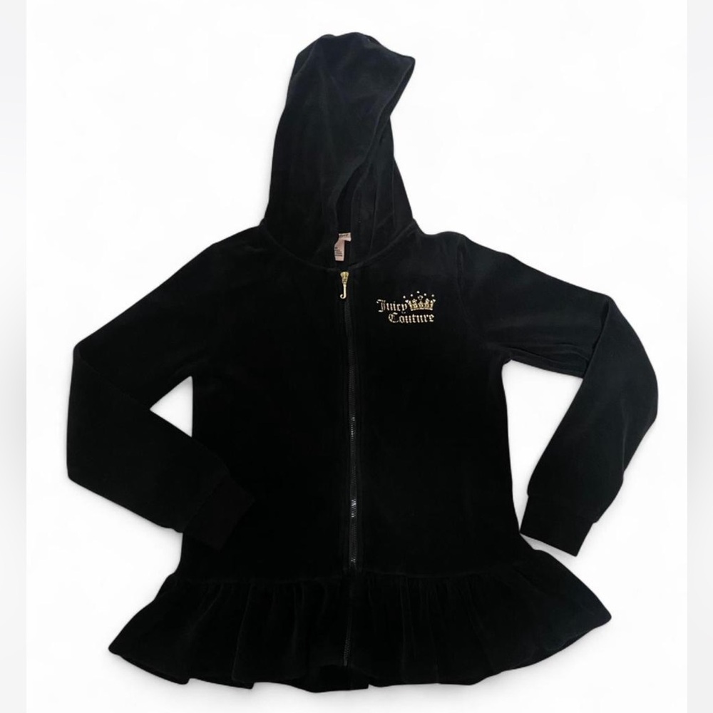 Juicy Couture Black Zip-Up Hoodie with Gold Embroidery